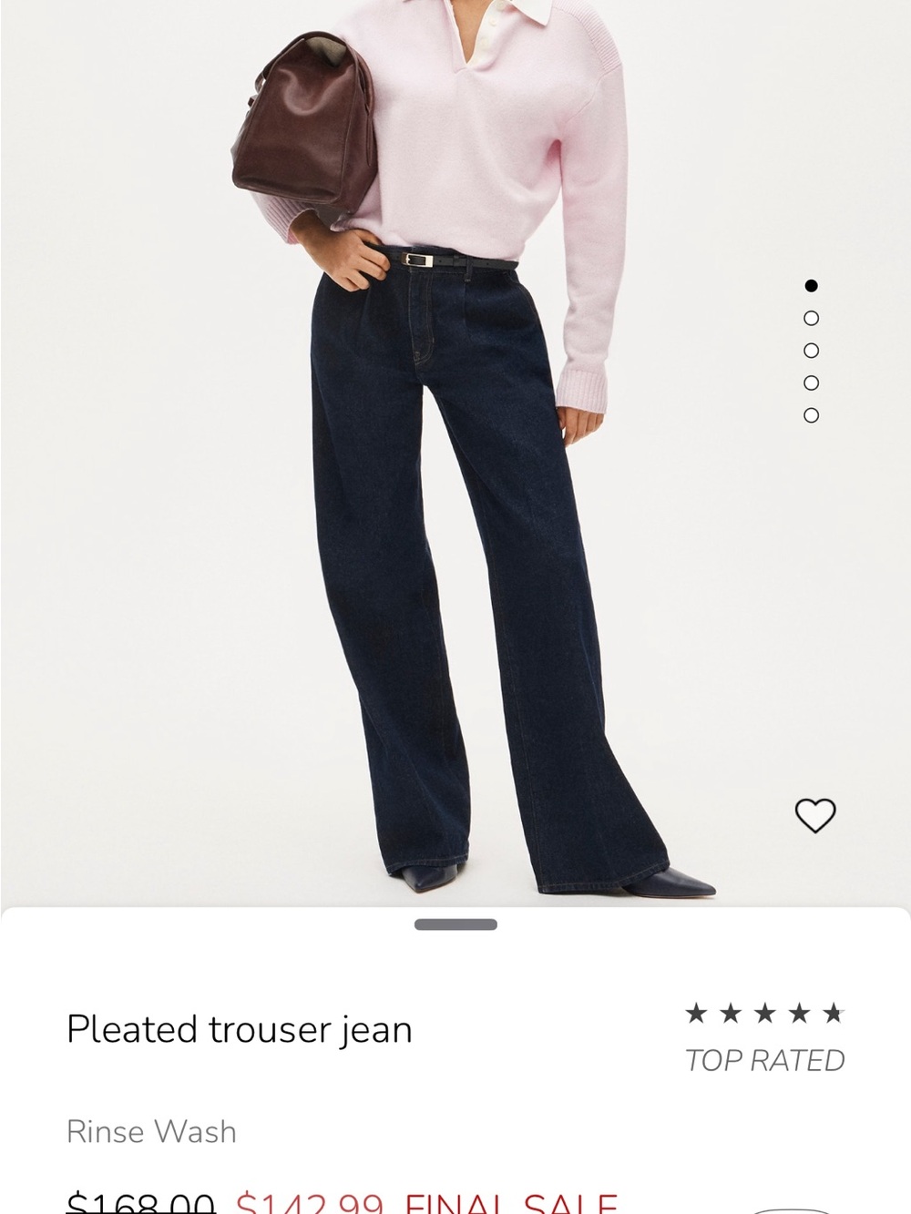 J. Crew Dark Blue Wide-Leg Pleated Jeans